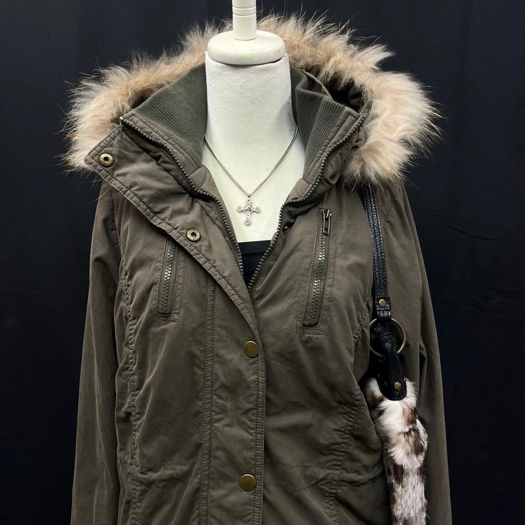 平成ギャル　y2k グランジ　ファー付き　モッズコート　ギミック　ロング