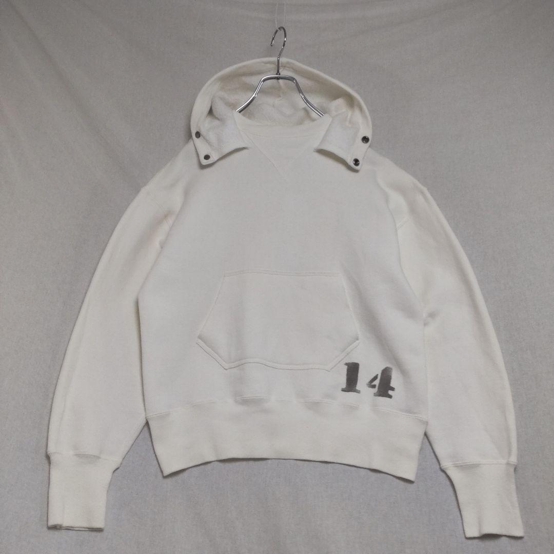 HELLER'S CAFE 後付け 両V パーカー 40 ホワイト 裏起毛