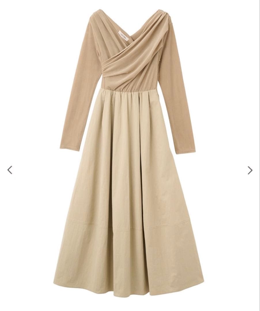 COCODEALベージュ シアーベロア素材 ワンピース