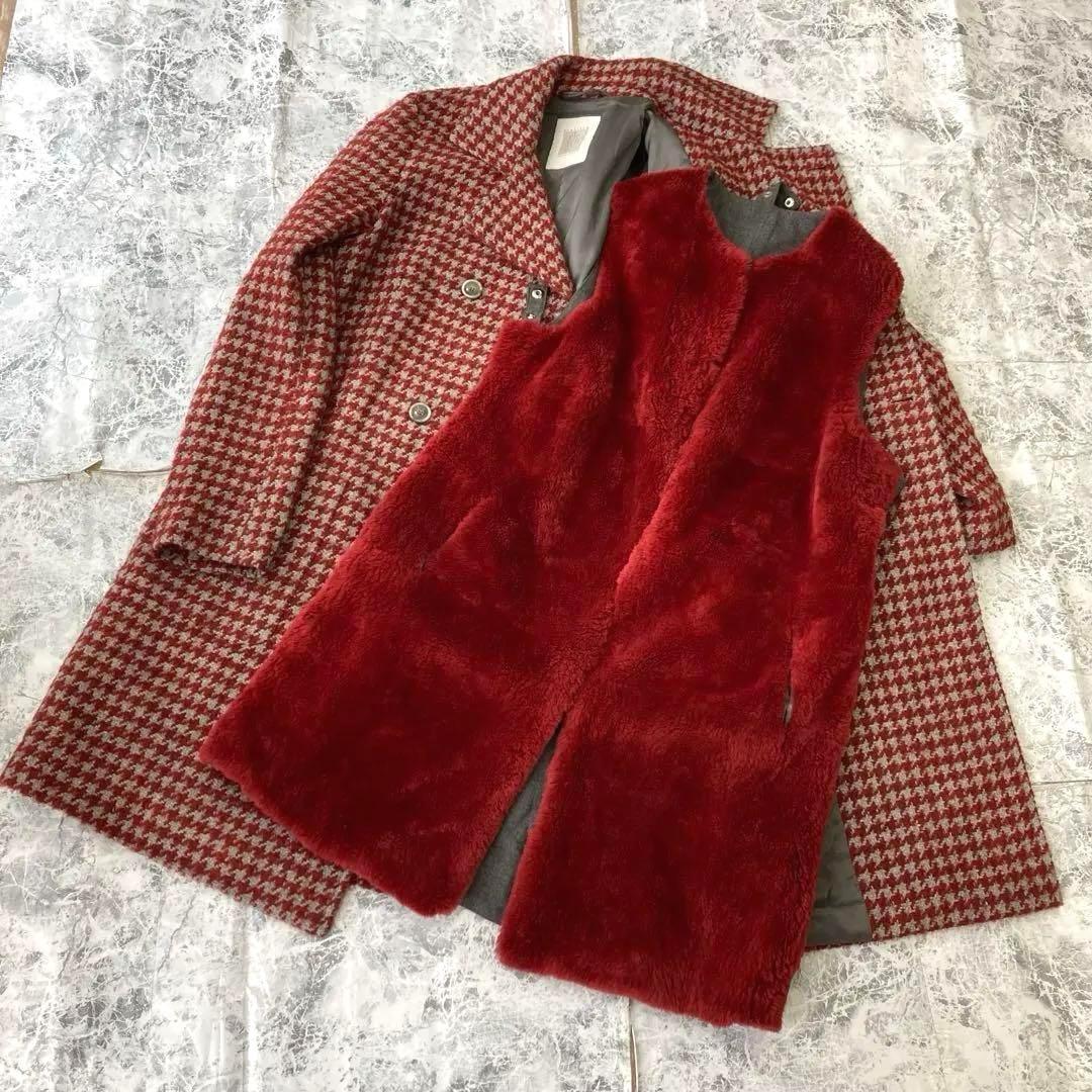 イレブンティ eleventy 千鳥格子 コート　ヌートリアファー　ロロピアーナ