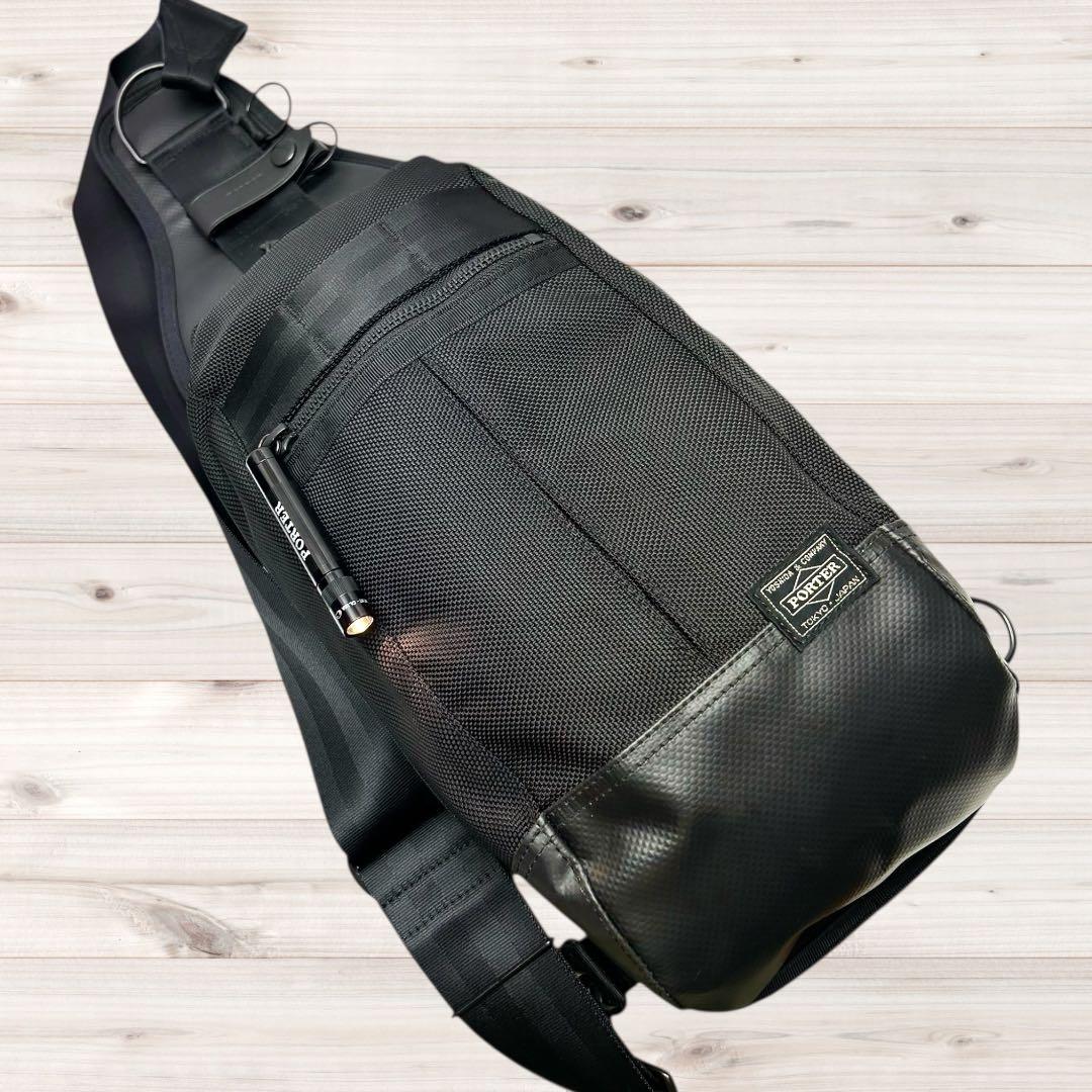 極美　PORTER ポーター HEAT ヒート スリングバッグ ボディバッグ 黒