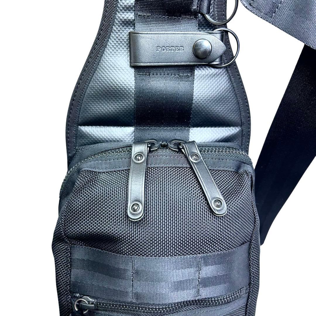 極美　PORTER ポーター HEAT ヒート スリングバッグ ボディバッグ 黒