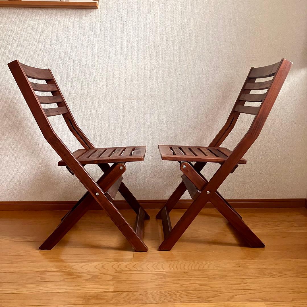 木製 折りたたみ椅子 2脚セット ブラウン