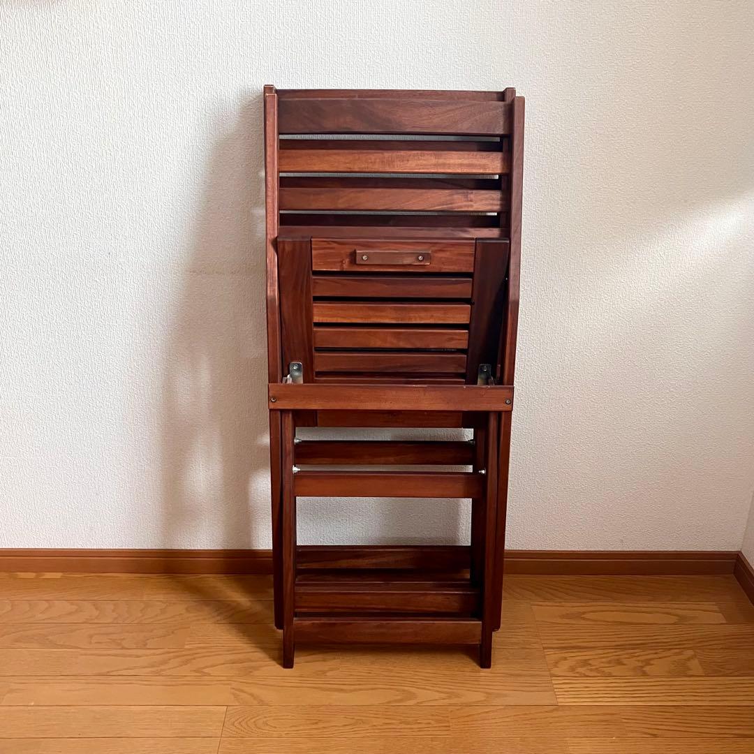 木製 折りたたみ椅子 2脚セット ブラウン