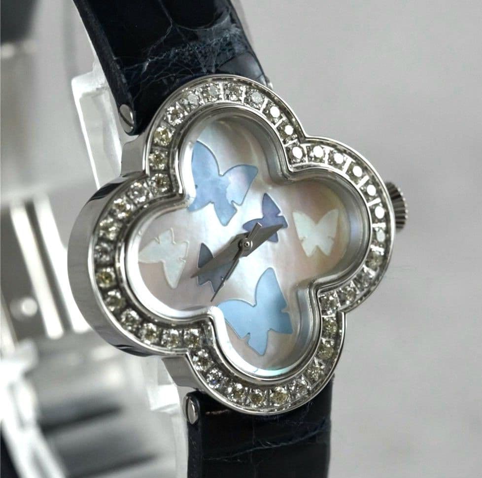 極美品 Lunage ルナージュ ダイヤベゼル 0.5ct シェル文字盤 稼動品