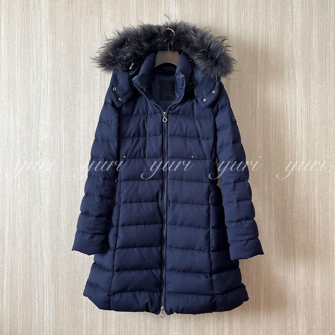 【1203】タトラス　ラビアナ　ファー付きロングダウンコート　濃紺