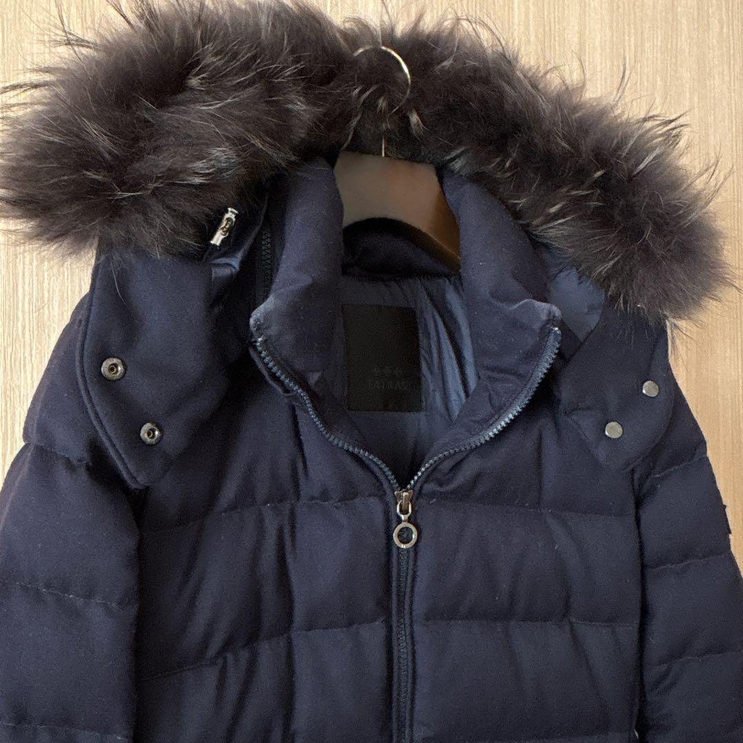 【1203】タトラス　ラビアナ　ファー付きロングダウンコート　濃紺