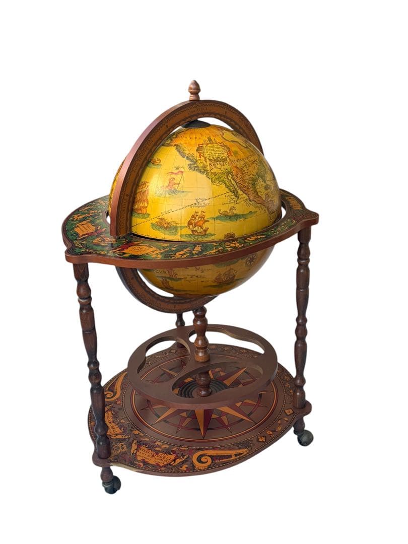 【希少品】イタリア製 ワインセラー ワインラック 地球儀 キャスター付 レトロ