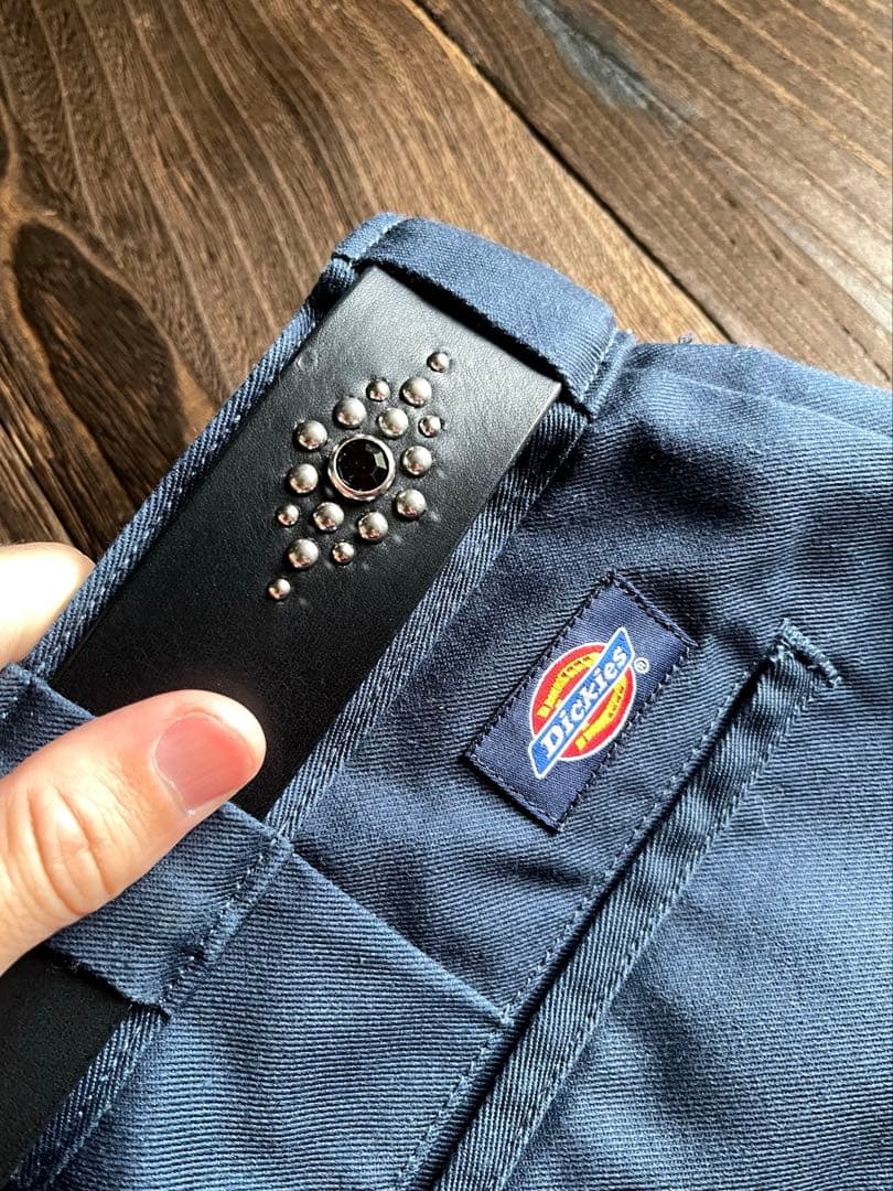 ディッキーズ874専用スタッズベルト　シルバー　オイルドレザーHTC CALEE