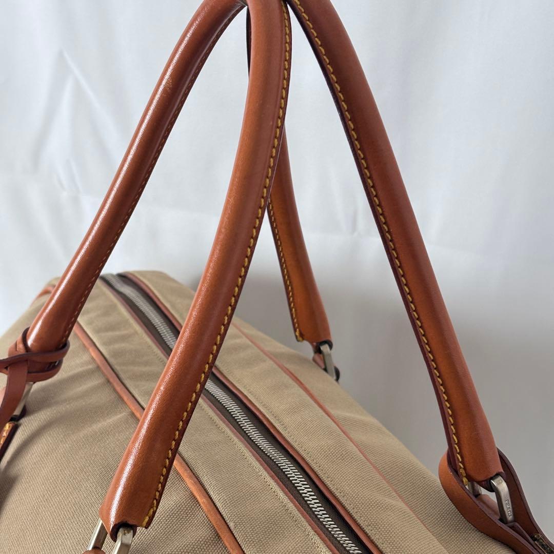 極美品PRADA カナパキャンバス×レザー ボストンバッグ 保存袋付