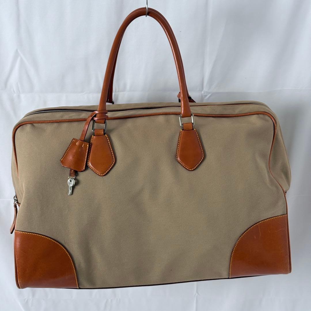 極美品PRADA カナパキャンバス×レザー ボストンバッグ 保存袋付