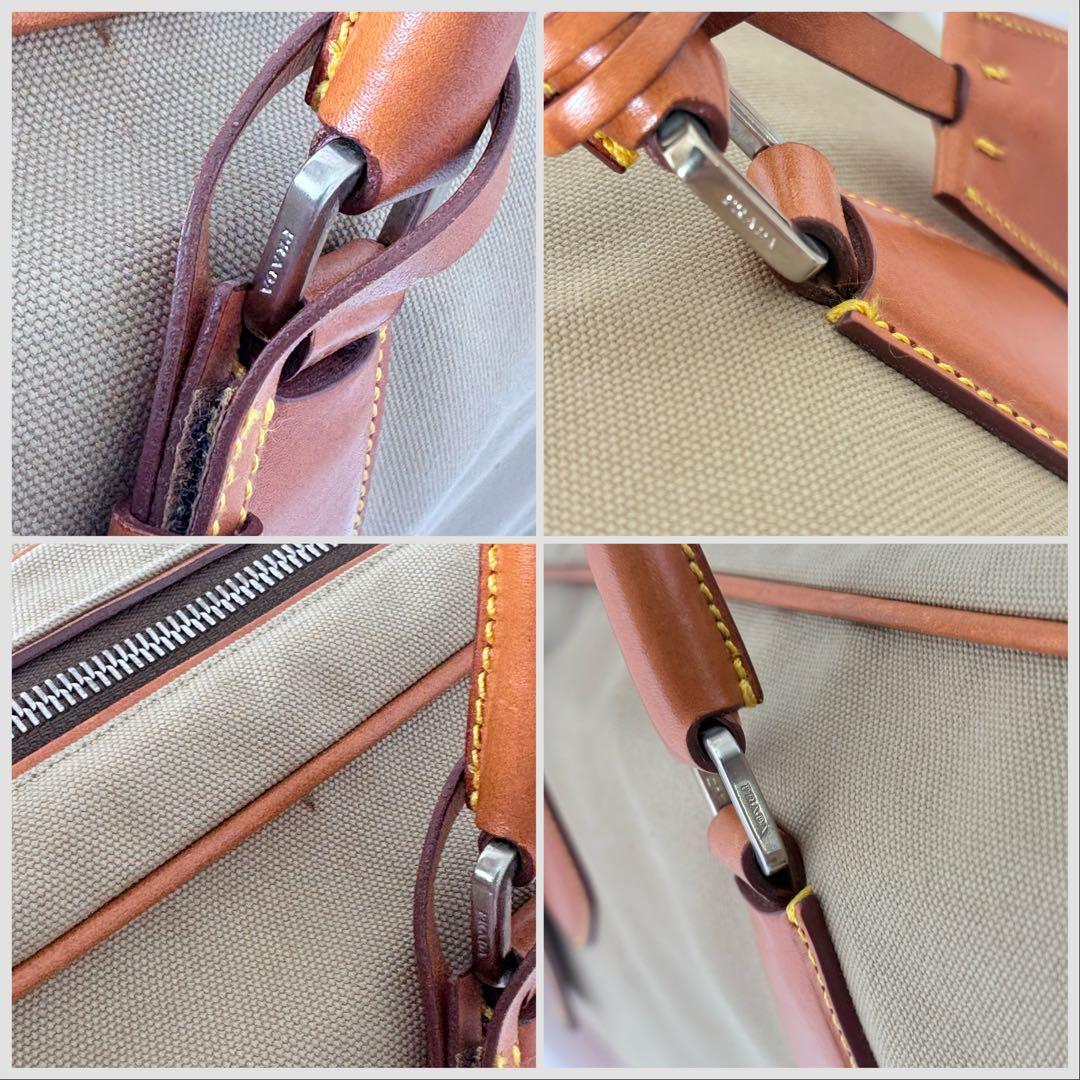極美品PRADA カナパキャンバス×レザー ボストンバッグ 保存袋付