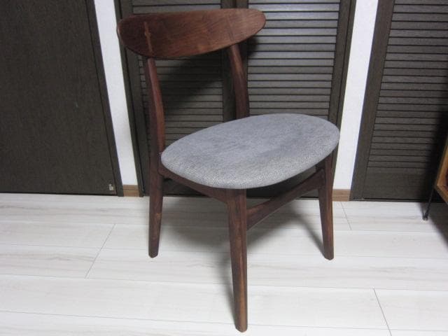 NOCE/ノーチェ ウォールナット天然木チェア MK11A ライトグレー　②