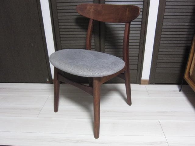 NOCE/ノーチェ ウォールナット天然木チェア MK11A ライトグレー　②