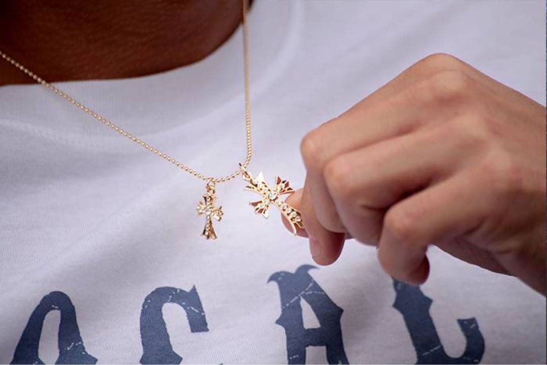 【通常販売価格85,000円】ダミアーニ似2連クロスペンダントゴールドネックレス