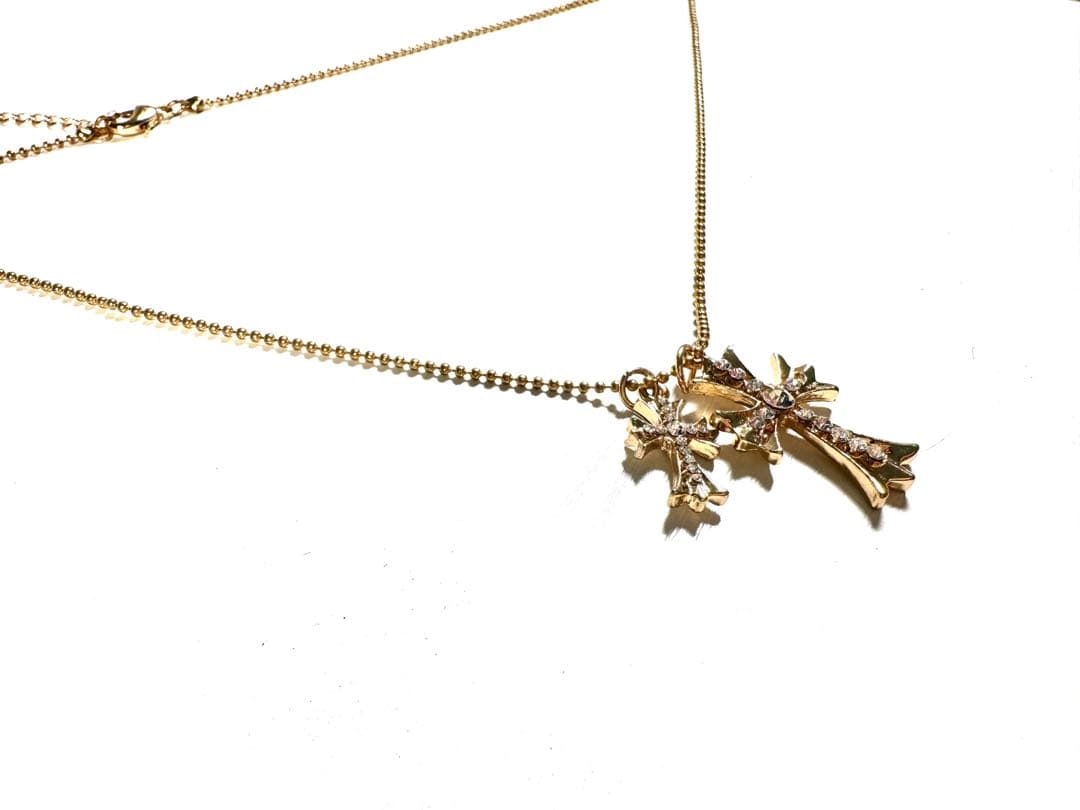 【通常販売価格85,000円】ダミアーニ似2連クロスペンダントゴールドネックレス