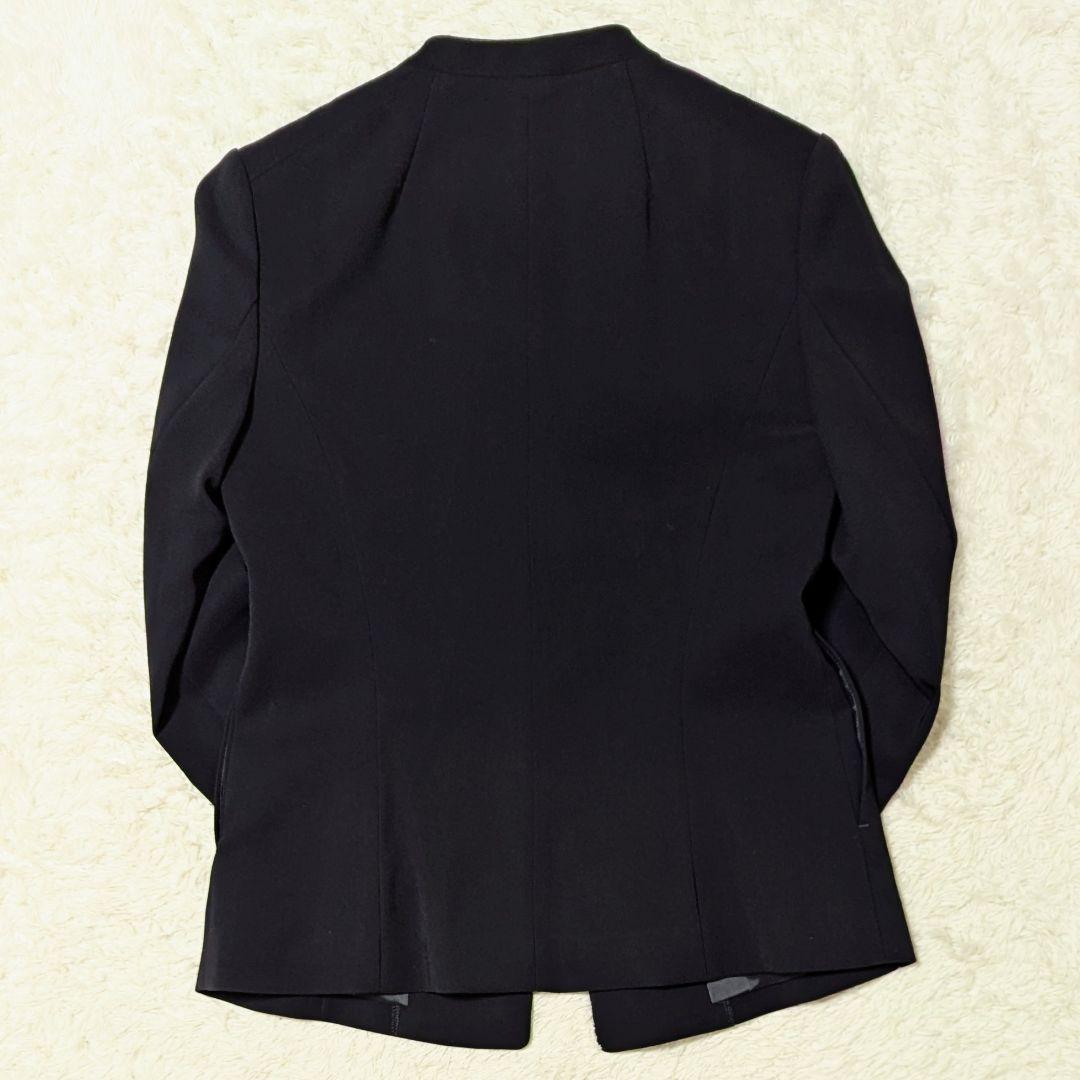 美品◎UNTITLED 近年モデル パンツスーツ ノーカラー 洗える 濃紺 S