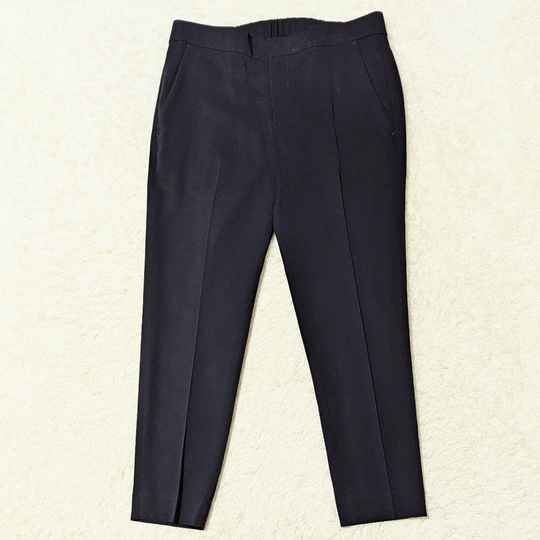 美品◎UNTITLED 近年モデル パンツスーツ ノーカラー 洗える 濃紺 S