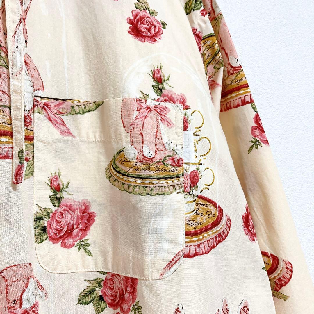 カールヘルム　うさぎ　フード付　シャツ　ブラウス　ベージュ　L　ラビット