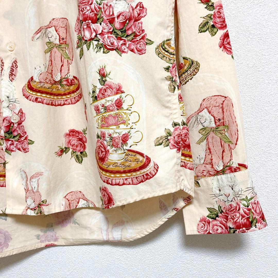 カールヘルム　うさぎ　フード付　シャツ　ブラウス　ベージュ　L　ラビット