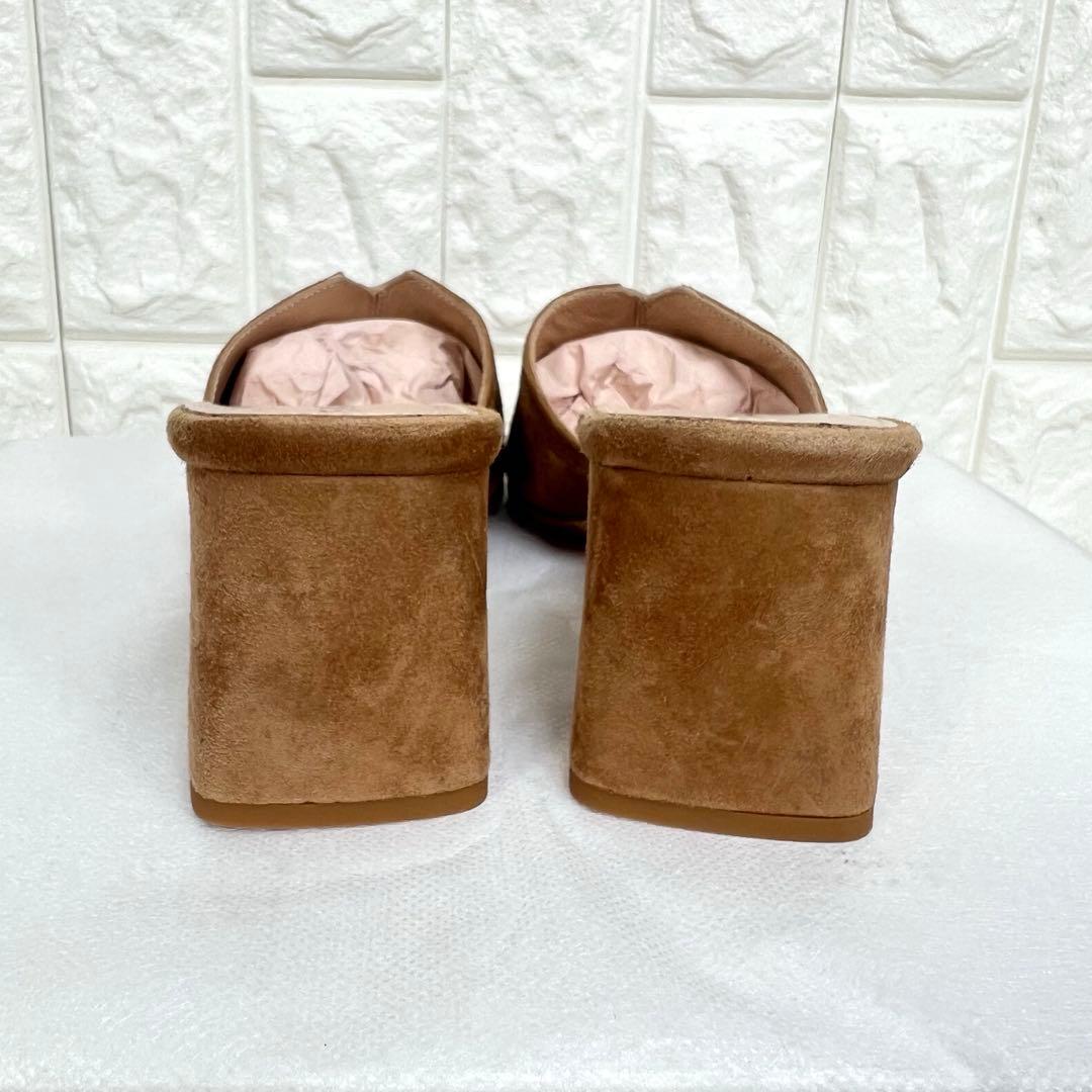 美品♡fabio rusconi スクエアトウミュールサンダル　キャメルスェード