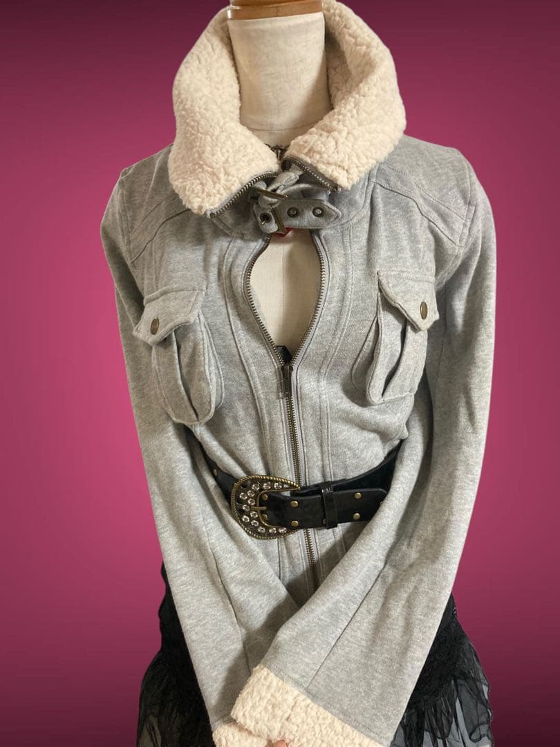 00s当時物ボアy2k平成ギャルフェアリーグランジロックNANAベルトジャケット