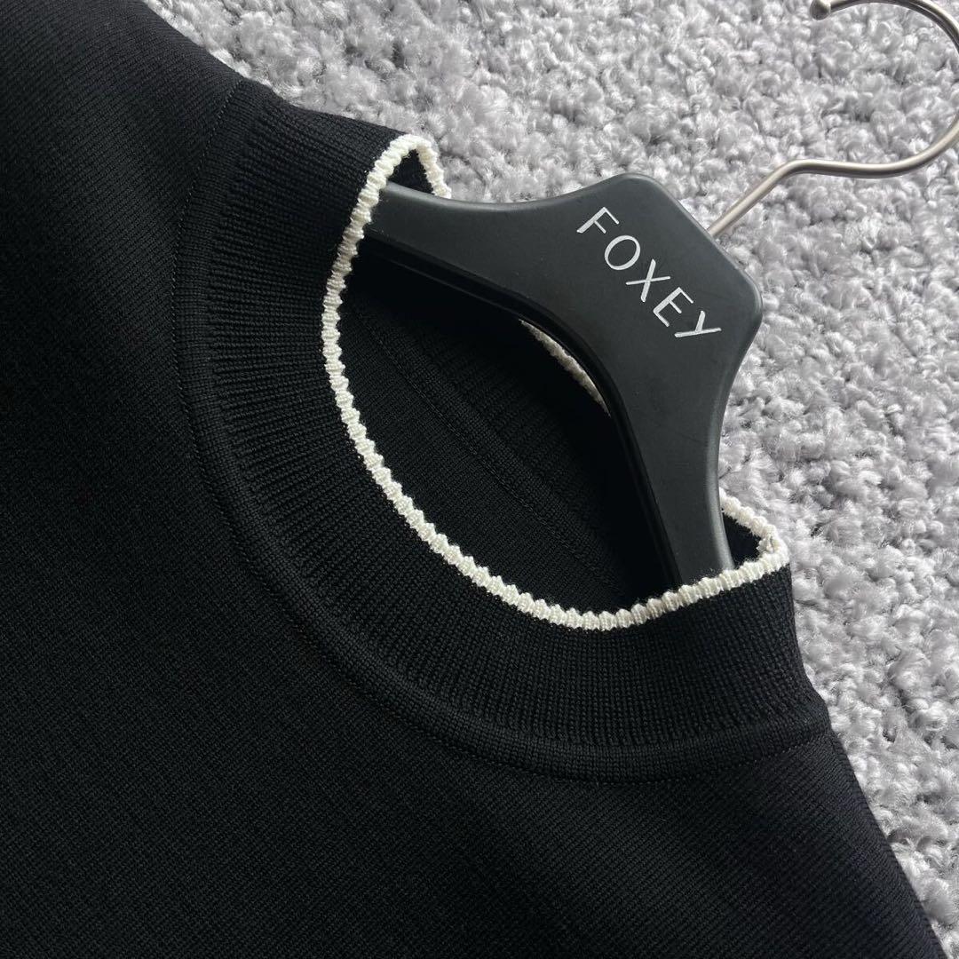 FOXEY 42 ウールニット 黒 ホワイトライン