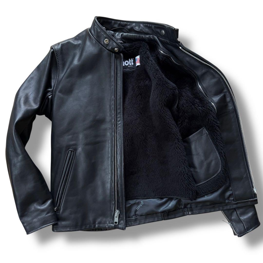 Schott ショット 641ライダースジャケット ボアライナー付 レザー 34
