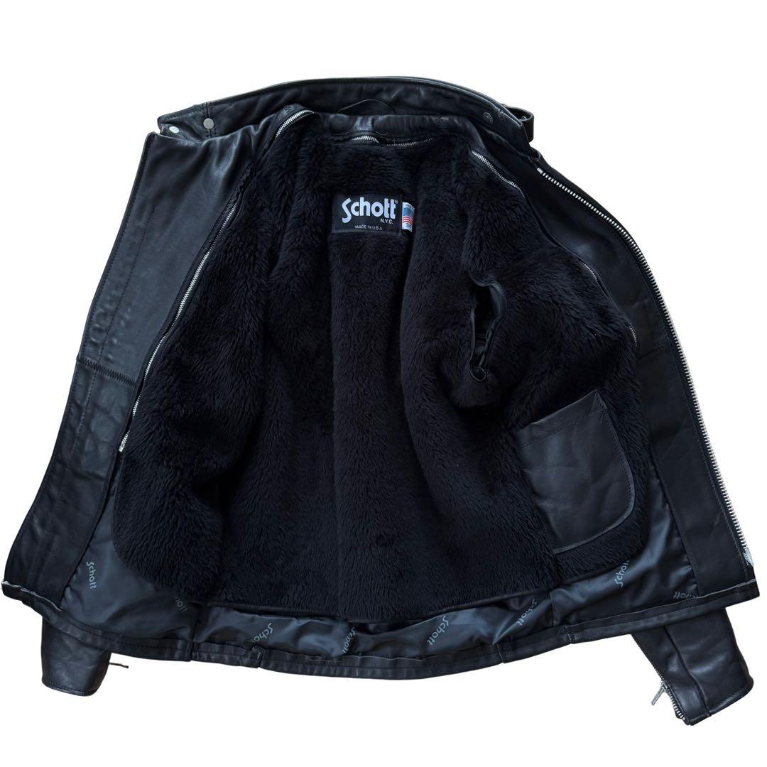 Schott ショット 641ライダースジャケット ボアライナー付 レザー 34