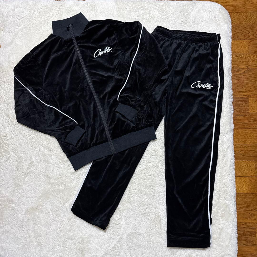 Corteiz ベロアトラックジャケット＆パンツ セットアップ S ブラック