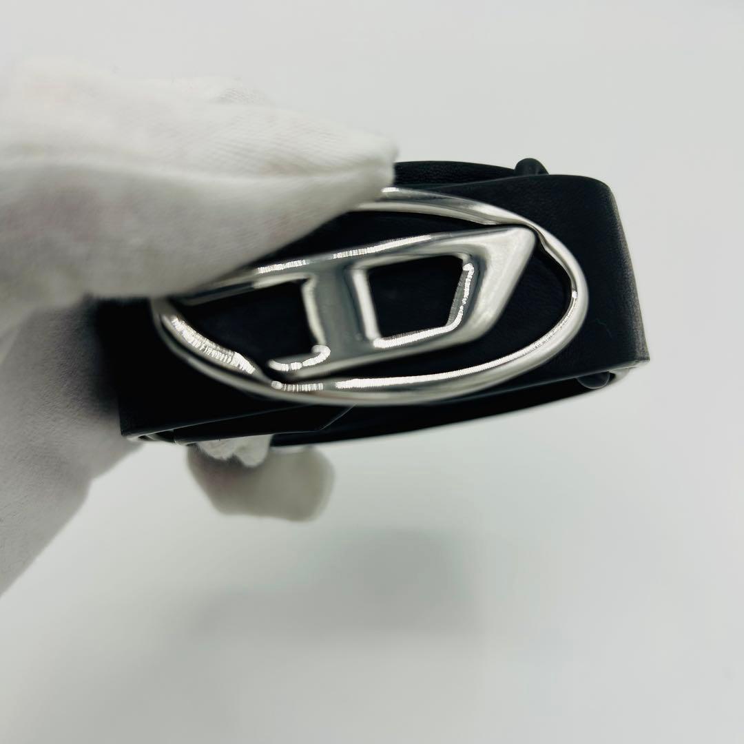 DIESEL 黒　ベルト ロゴ　メタル　バックル