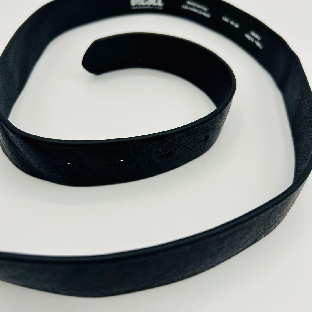 DIESEL 黒　ベルト ロゴ　メタル　バックル