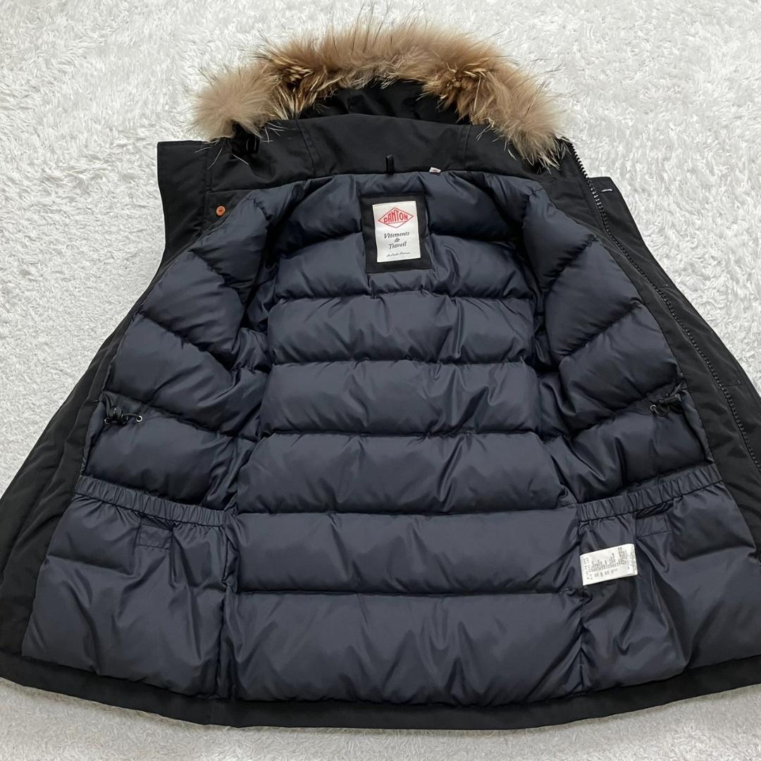 美品✨ダントン ダウンコート ラクーンファー 2WAY ワッペン 黒 ブラック