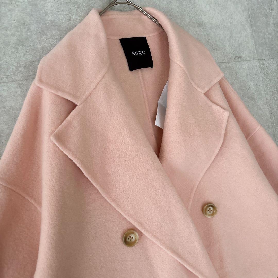 新品未使用品 ノーク ダブルロングリバーコート ピンク サイズ3