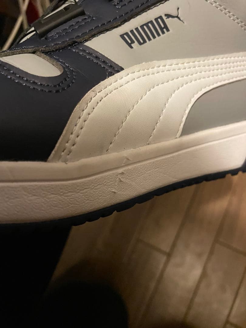 上*也様 PUMA 安全靴 フロントコート ディスクミッド グレー/ネイビー