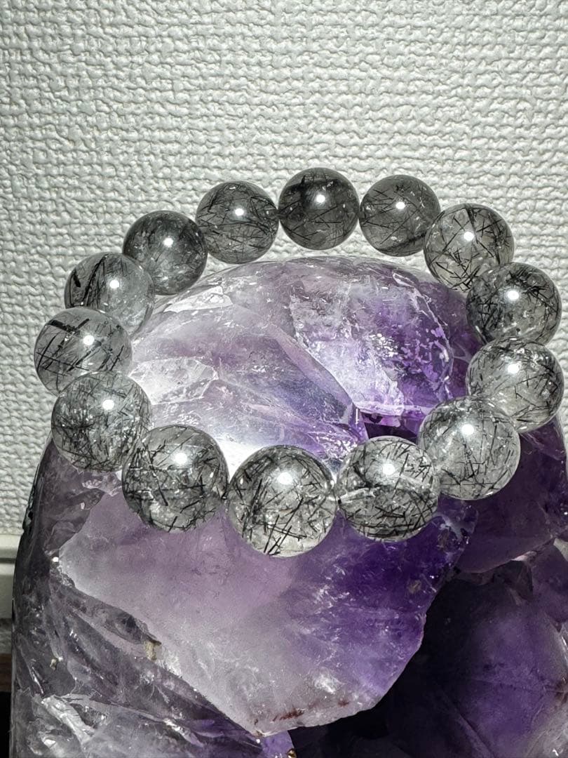 ブラックルチルクォーツ　16mm ブレスレット