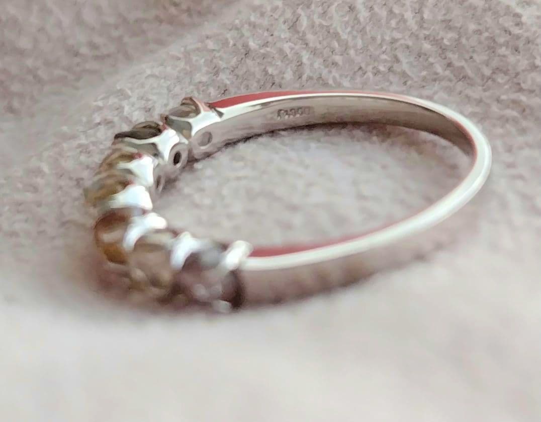 12号 pt900 ダイヤモンド 原石 グラデーション ハーフエタニティ 鑑別書