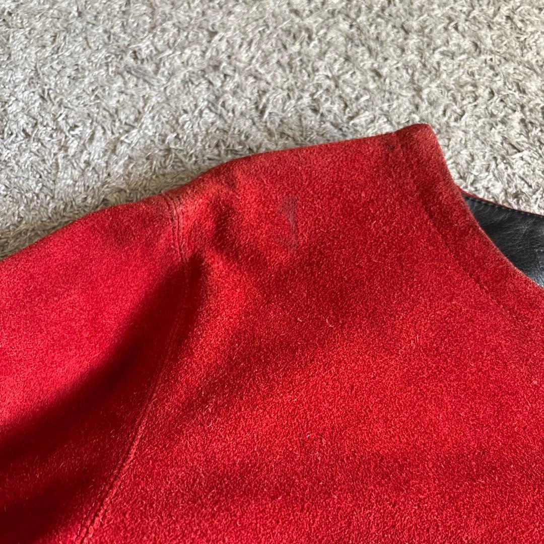 90s スエード レザートップ ボルドー　牛革　脇ジップ 国産　ヴィンテージ