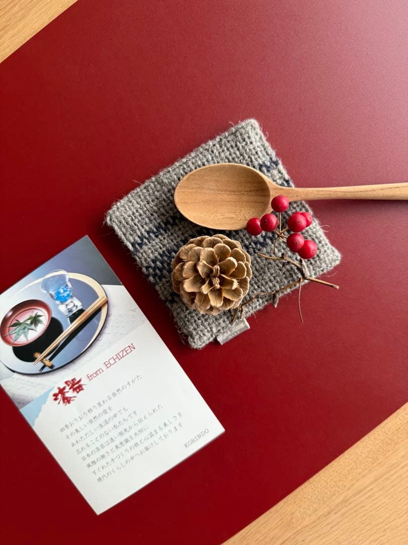 光琳堂 越前塗 プレースマット 黒×朱 両面使用可 5枚セット 未使用 箱入り