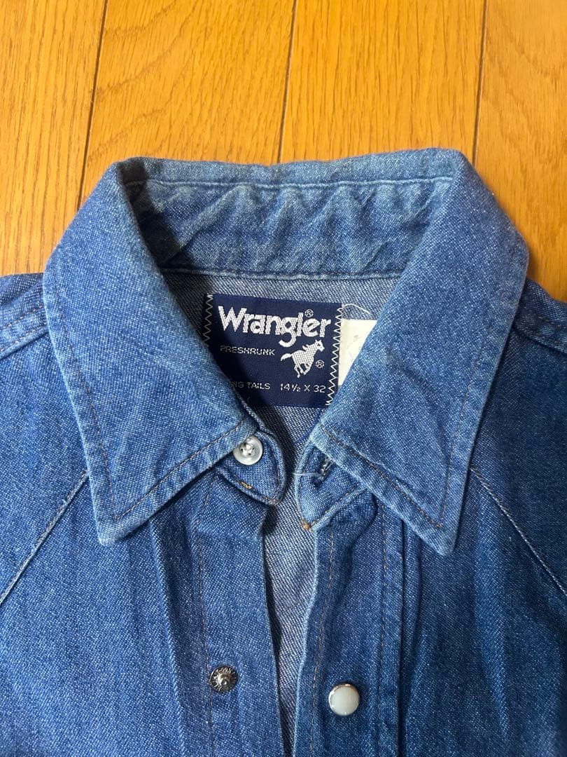 Wrangler デニム ウエスタンシャツ USA製 14 1/2 x 32