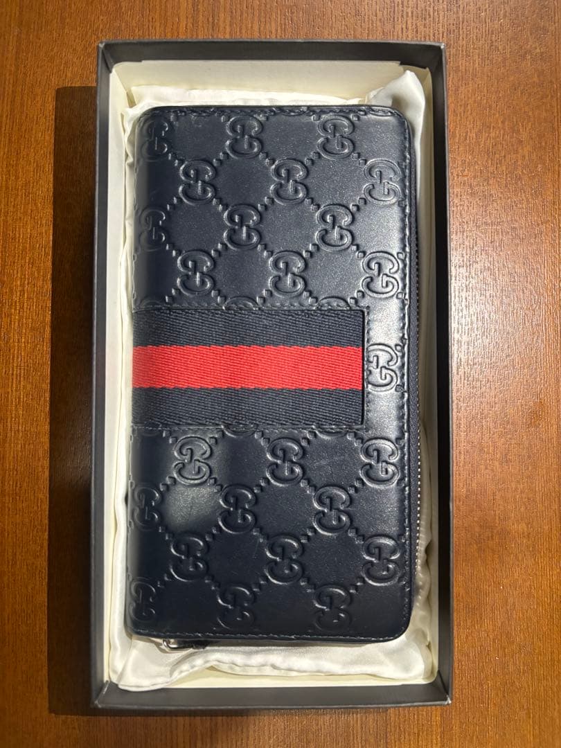 GUCCI GGパターン 長財布 ネイビー