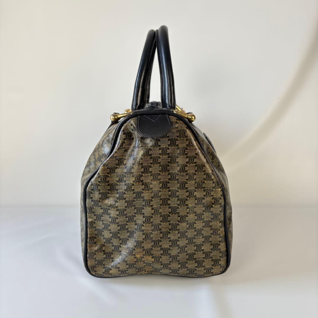 CELINE PVC レザー ボストンバッグ マカダム トリオンフ 黒