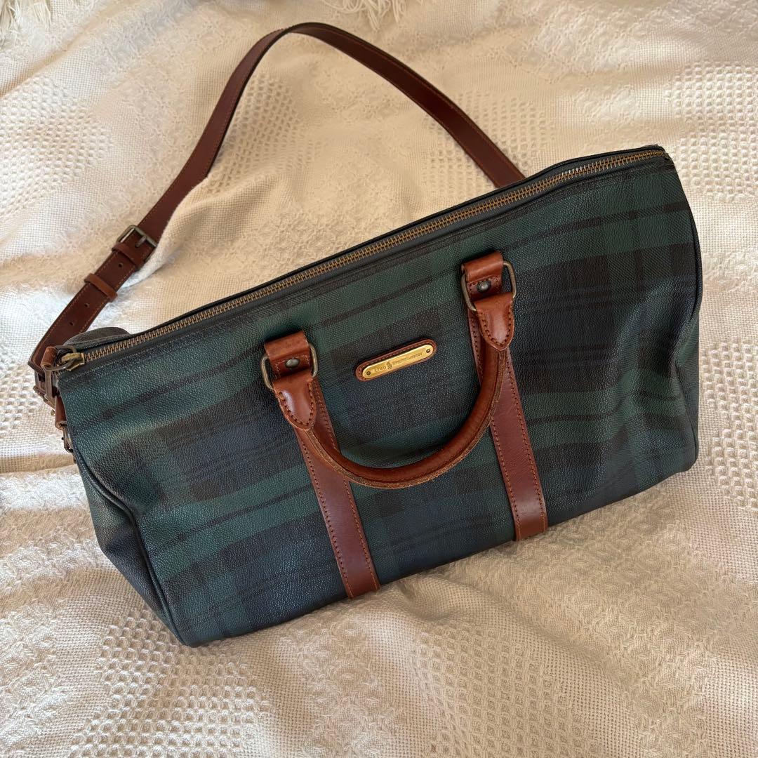 ラルフローレン　ボストンバッグ　チェック　vintage ヴィンテージ　グリーン