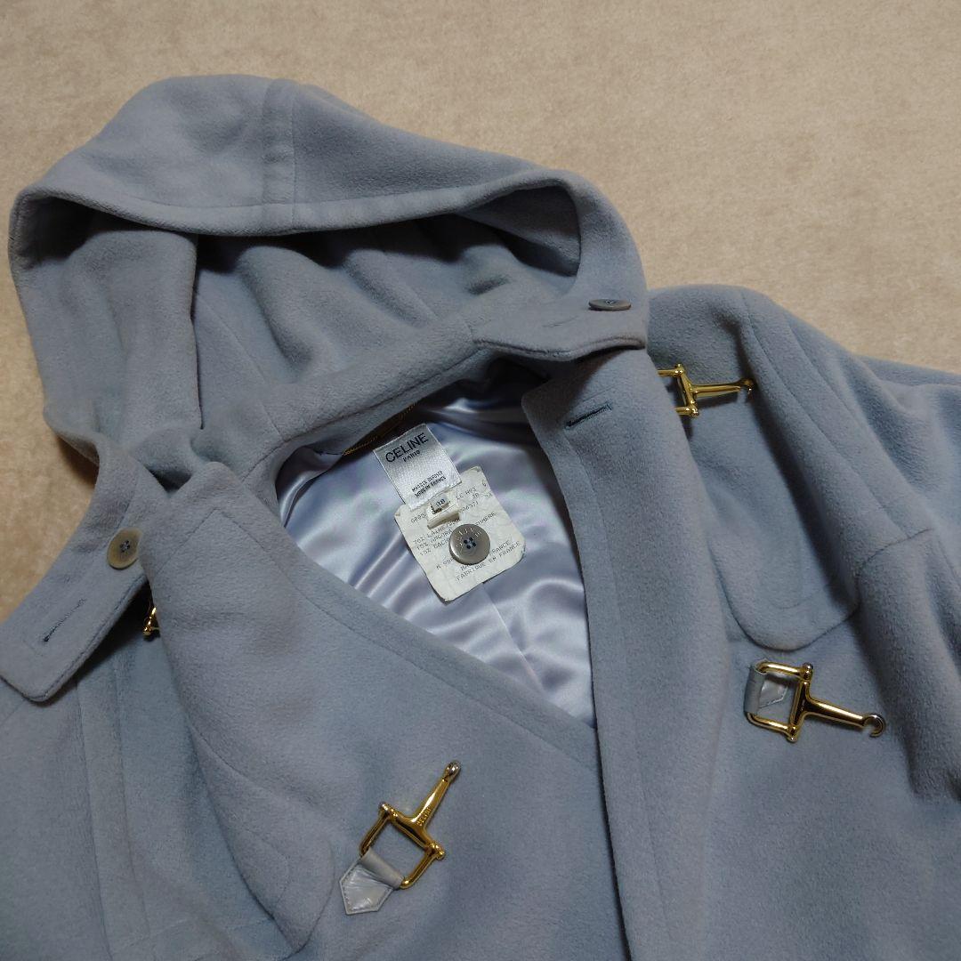 CELINE 水色　ウール　アンゴラ　カシミヤダッフルコート