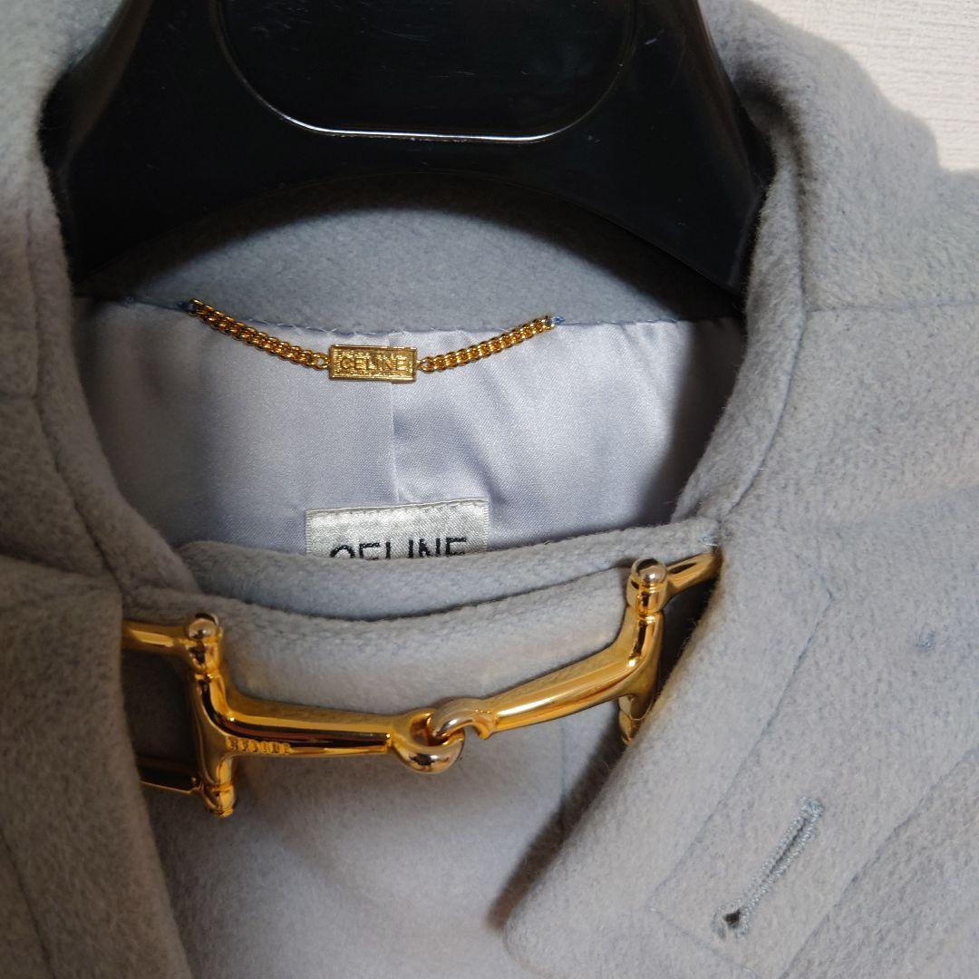 CELINE 水色　ウール　アンゴラ　カシミヤダッフルコート