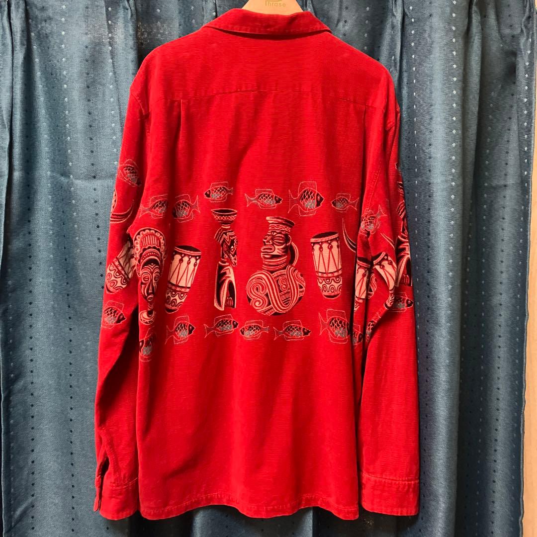 Style Eyes レッド Lサイズ 長袖 コーデュロイシャツ
