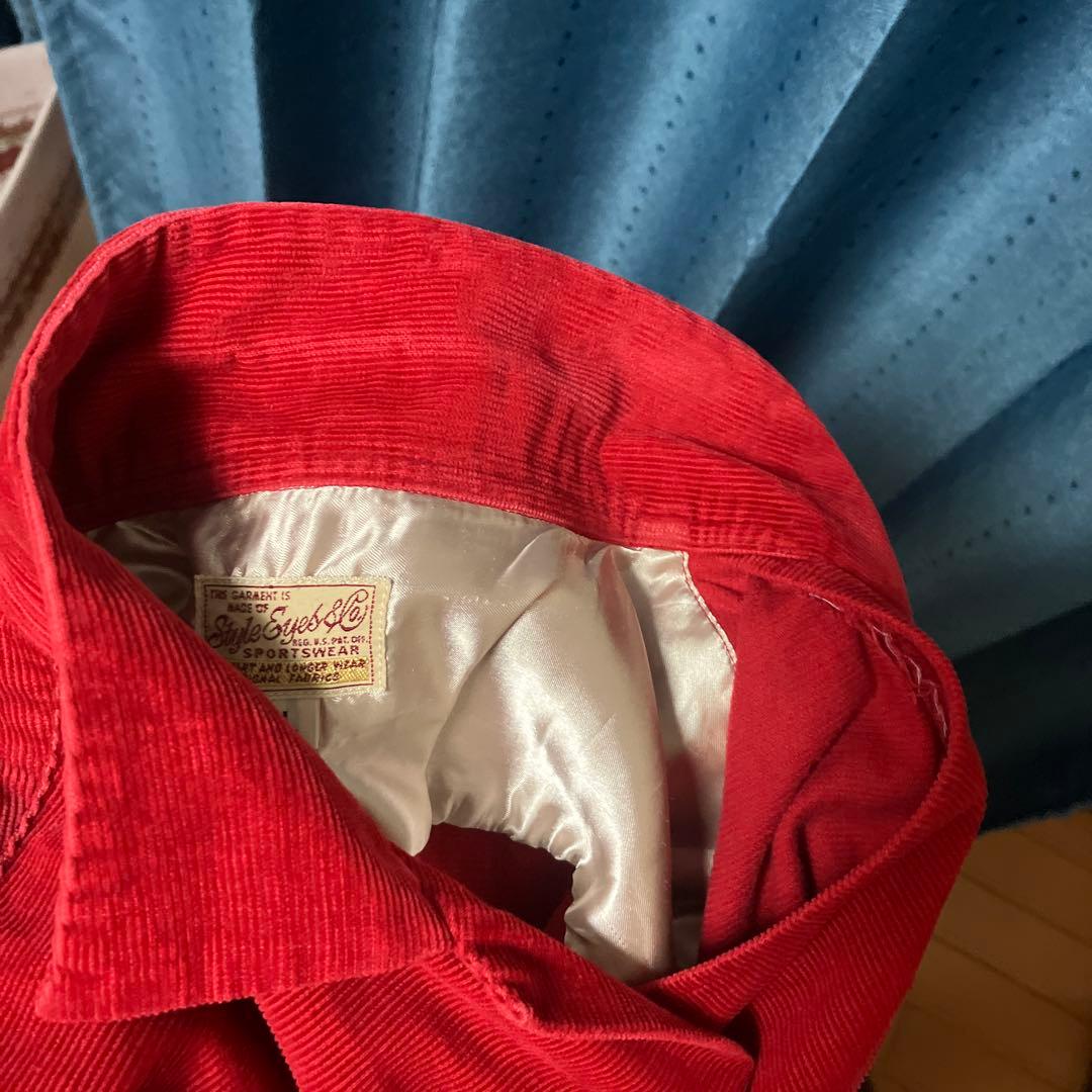 Style Eyes レッド Lサイズ 長袖 コーデュロイシャツ