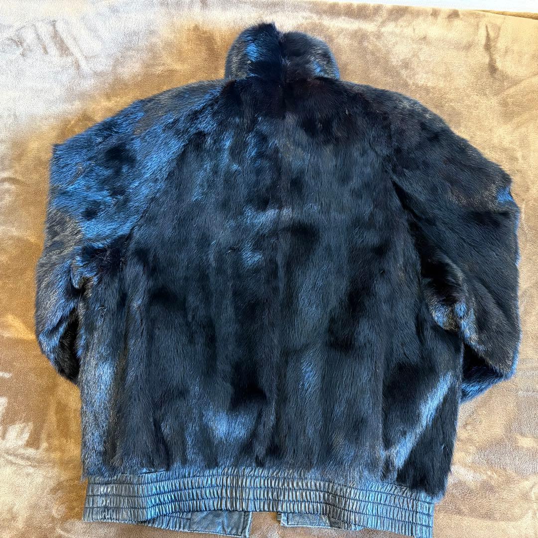 希少メンズ リバーシブル ジャケット レザー ミンクファー 中綿 防寒 ブラック