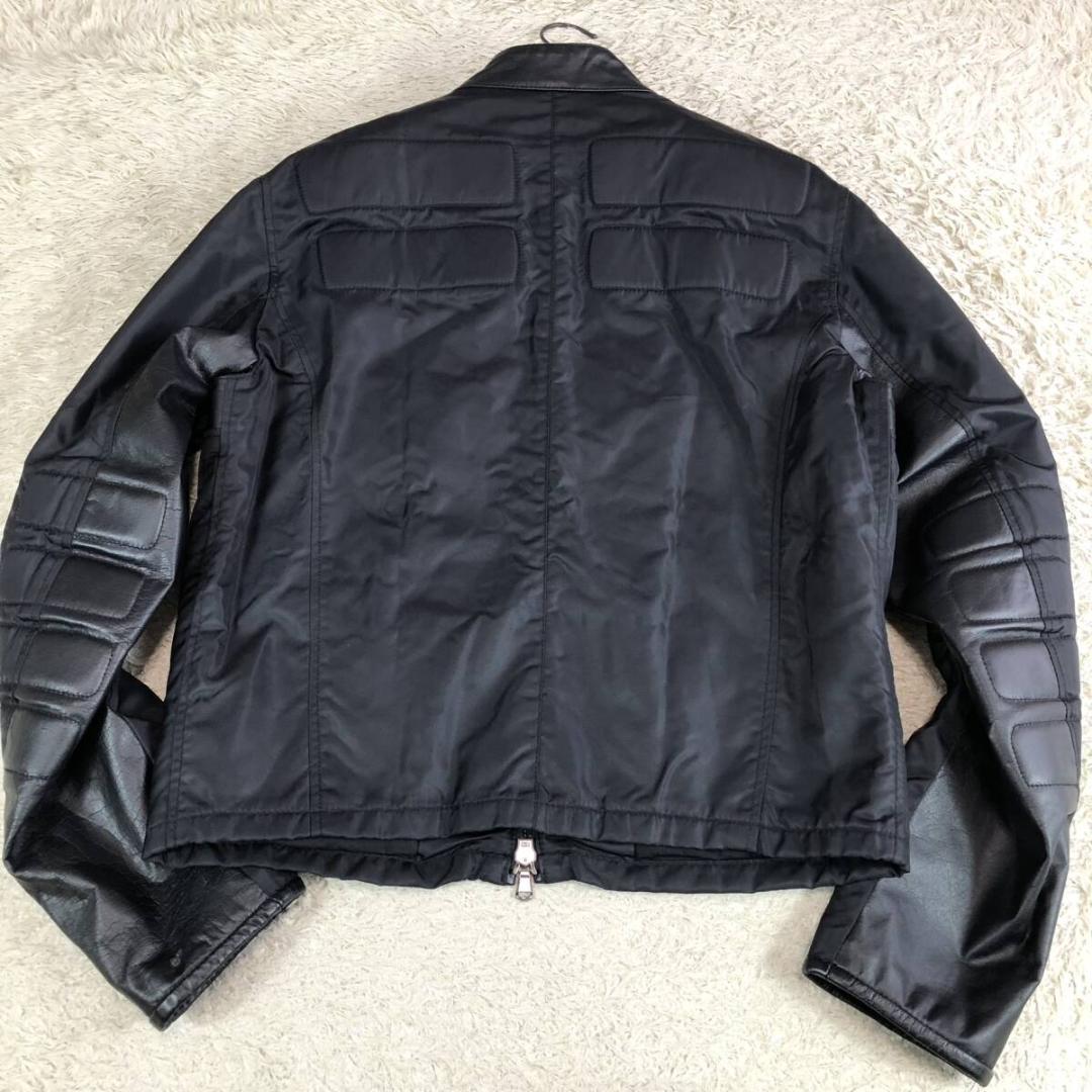 エンポリオアルマーニ ライダース ジャケット L レザー 切替 牛革 カウレザー