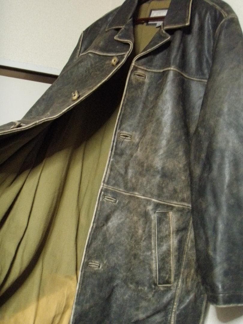 90S 00S XL位 肉厚 レザー WILSONS コート アンティーク 黒